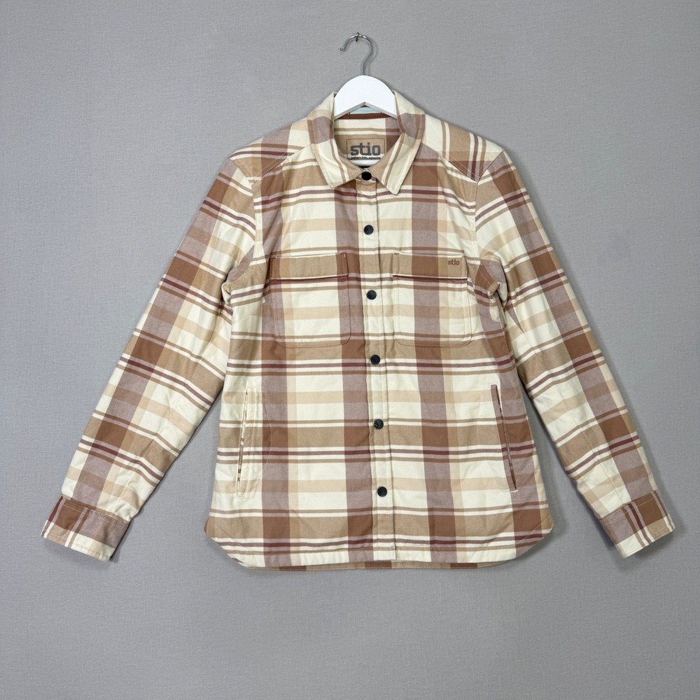 Stio Buckhorn Insulated Snap Shirt Jacket Womens M Plaid Organic Cotton Flannel